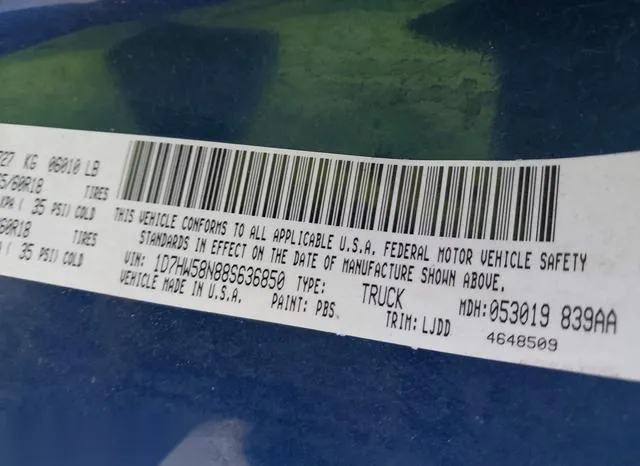 1D7HW58N88S636850 2008 2008 Dodge Dakota- Laramie 9