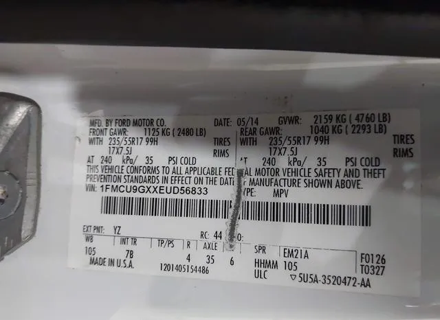 1FMCU9GXXEUD56833 2014 2014 Ford Escape- SE 9