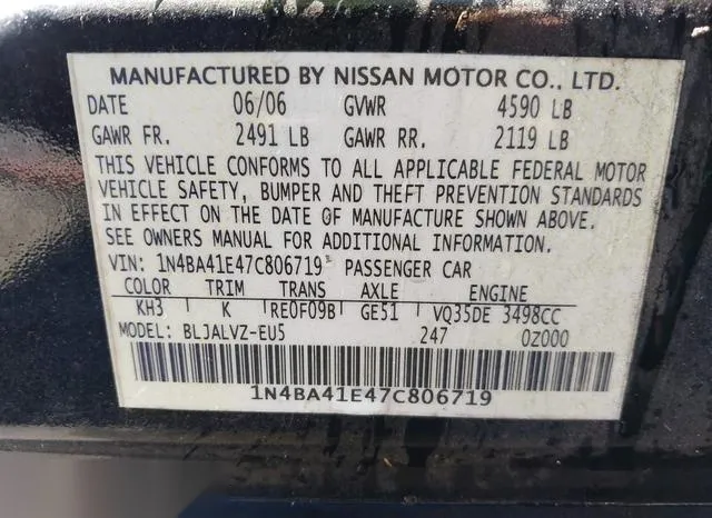 1N4BA41E47C806719 2007 2007 Nissan Maxima- 3-5 SE 9