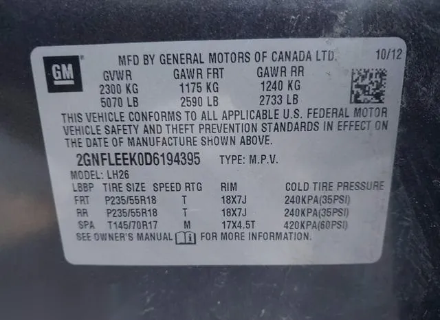 2GNFLEEK0D6194395 2013 2013 Chevrolet Equinox- 1LT 9