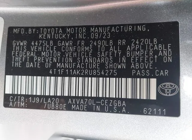 4T1F11AK2RU854275 2024 2024 Toyota Camry- Xle 9