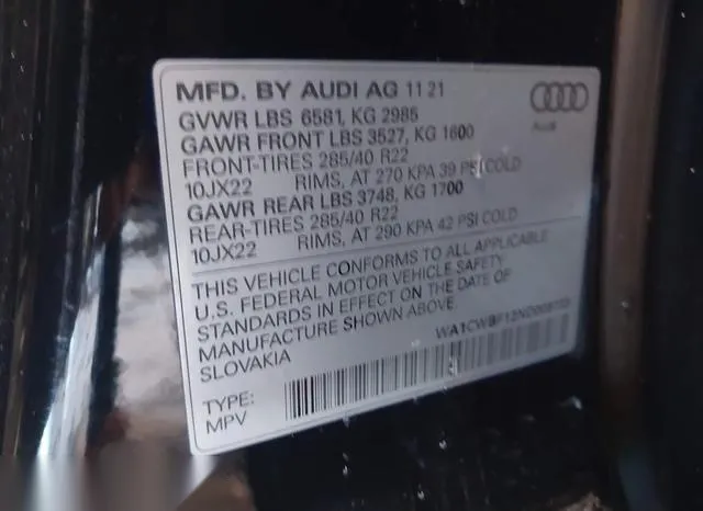 WA1CWBF12ND008733 2022 2022 Audi SQ8- Prestige Tfsi Quattro 9