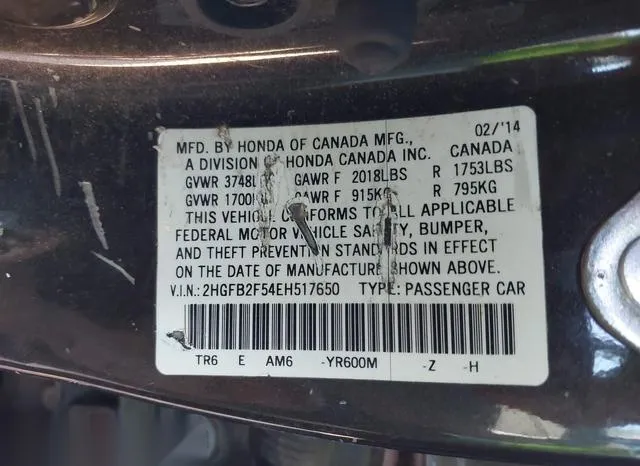 2HGFB2F54EH517650 2014 2014 Honda Civic- LX 9