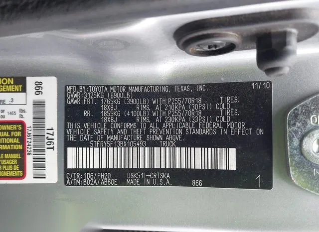 5TFRY5F13BX105493 2011 2011 Toyota Tundra- Grade 5-7L V8 9