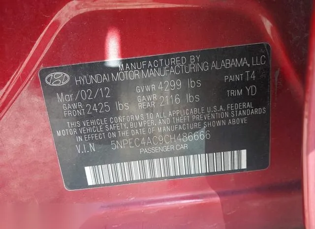 5NPEC4AC9CH486666 2012 2012 Hyundai Sonata- 2-4L Limited 9