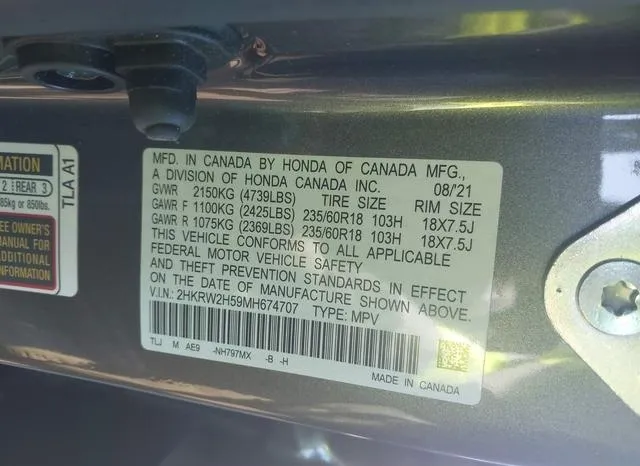 2HKRW2H59MH674707 2021 2021 Honda CR-V- Awd Ex 9