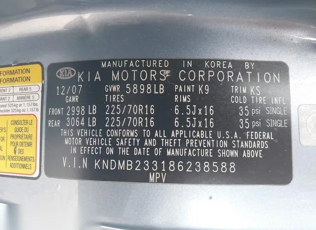 KNDMB233186238588 2008 2008 KIA Sedona- LX 9