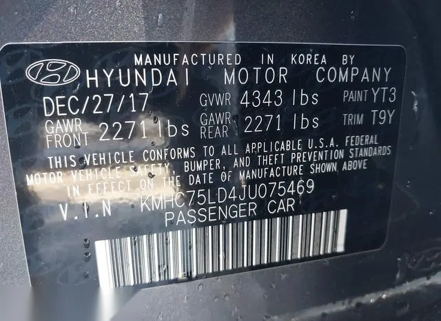 KMHC75LD4JU075469 2018 2018 Hyundai Ioniq- Plug-In Hybrid L 9