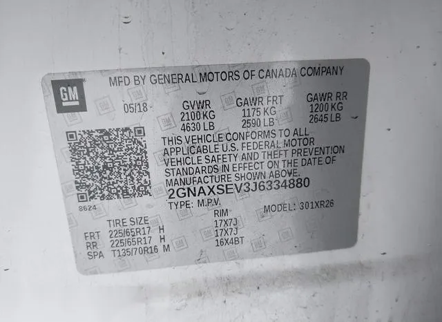 2GNAXSEV3J6334880 2018 2018 Chevrolet Equinox- LT 9