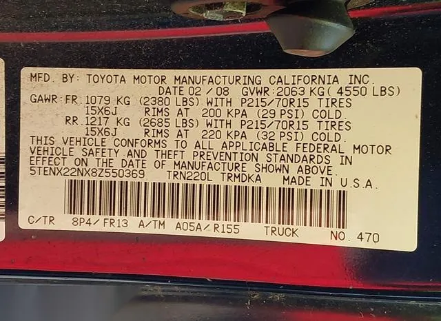 5TENX22NX8Z550369 2008 2008 Toyota Tacoma 9