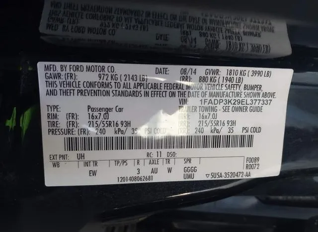 1FADP3K29EL377337 2014 2014 Ford Focus- SE 9