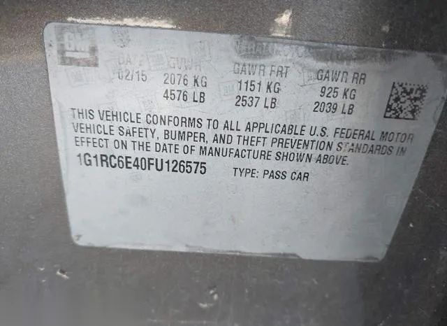 1G1RC6E40FU126575 2015 2015 Chevrolet Volt 9