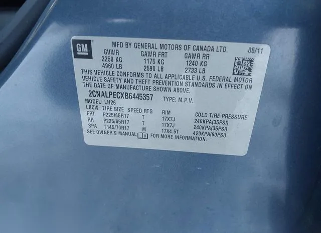 2CNALPECXB6445357 2011 2011 Chevrolet Equinox- 2LT 9