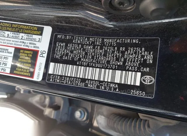 4T1BF1FK9GU173701 2016 2016 Toyota Camry- LE 9