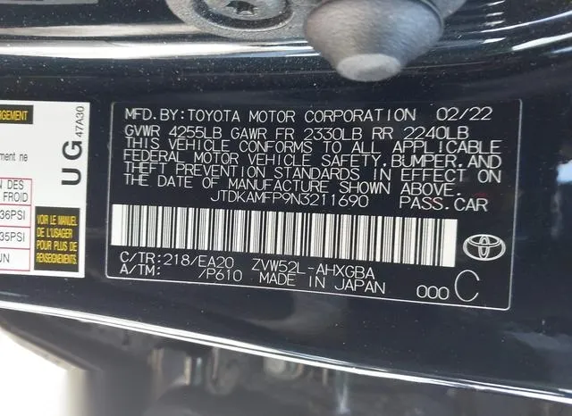 JTDKAMFP9N3211690 2022 2022 Toyota Prius- Prime Xle 9