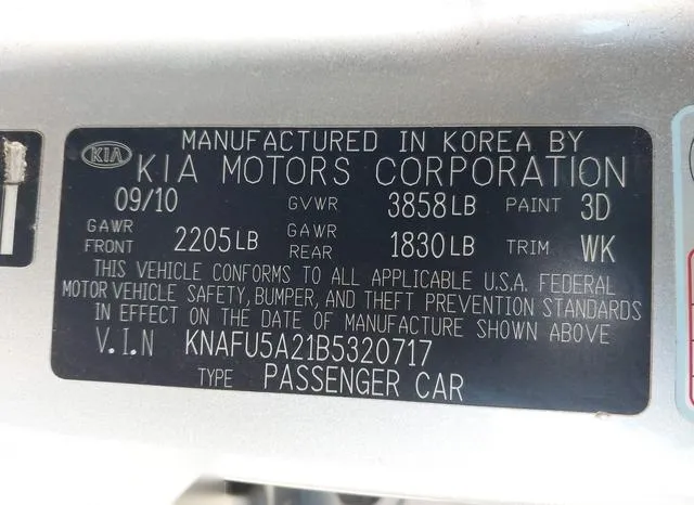 KNAFU5A21B5320717 2011 2011 KIA Forte- EX 9