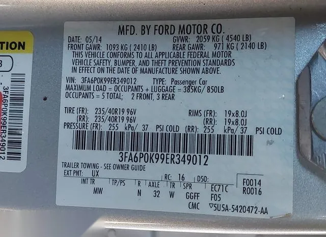 3FA6P0K99ER349012 2014 2014 Ford Fusion- Titanium 9