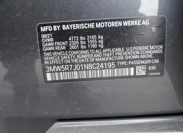 3MW5R7J01N8C24195 2022 2022 BMW 3 Series- 330I Xdrive 9