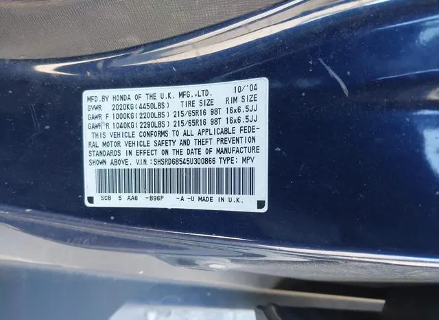 SHSRD68545U300866 2005 2005 Honda CR-V- LX 9