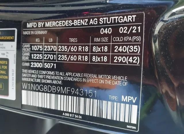 W1N0G8DB9MF943151 2021 2021 Mercedes-Benz GLC 300- Suv 9