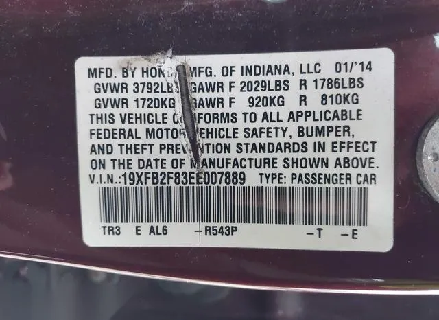 19XFB2F83EE007889 2014 2014 Honda Civic- EX 9