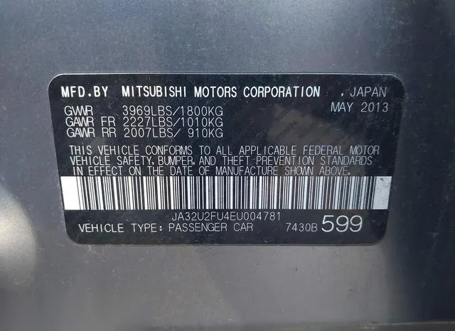 JA32U2FU4EU004781 2014 2014 Mitsubishi Lancer- ES 9