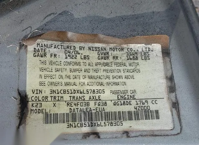 3N1CB51DX6L578305 2006 2006 Nissan Sentra- 1-8S 9