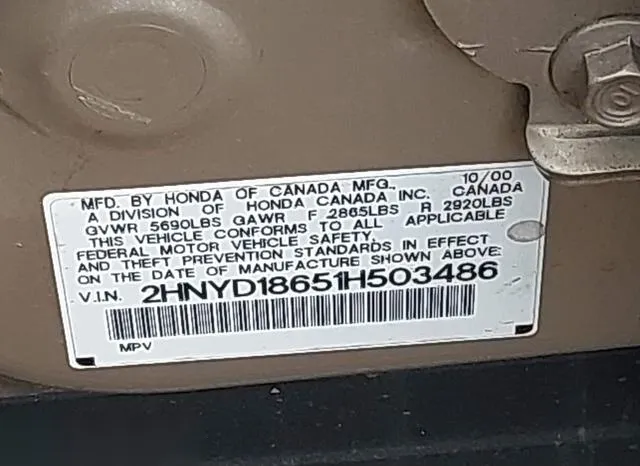 2HNYD18651H503486 2001 2001 Acura MDX 9