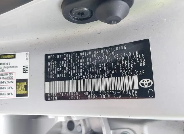 5YFEPMAE8MP182691 2021 2021 Toyota Corolla- LE 9