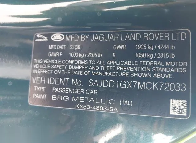 SAJDD1GX7MCK72033 2021 2021 Jaguar F-Type- P300 Rwd Automatic 9