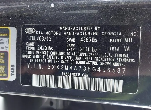 5XXGM4A73FG496537 2015 2015 KIA Optima- LX 9