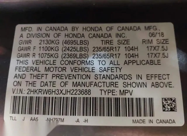 2HKRW6H3XJH223688 2018 2018 Honda CR-V- LX 9