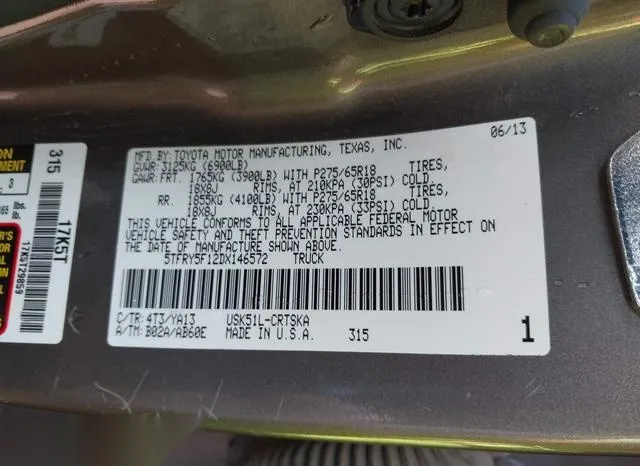 5TFRY5F12DX146572 2013 2013 Toyota Tundra- Grade 5-7L V8 9