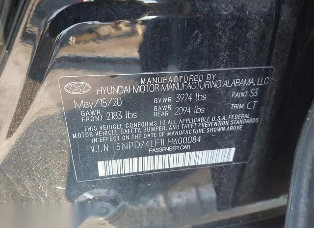 5NPD74LF1LH600084 2020 2020 Hyundai Elantra- SE 9