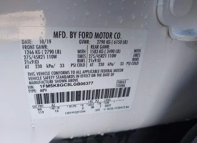 1FM5K8GC8LGB06377 2020 2020 Ford Explorer- ST 9