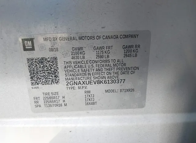 2GNAXUEV8K6130377 2019 2019 Chevrolet Equinox- LT 9