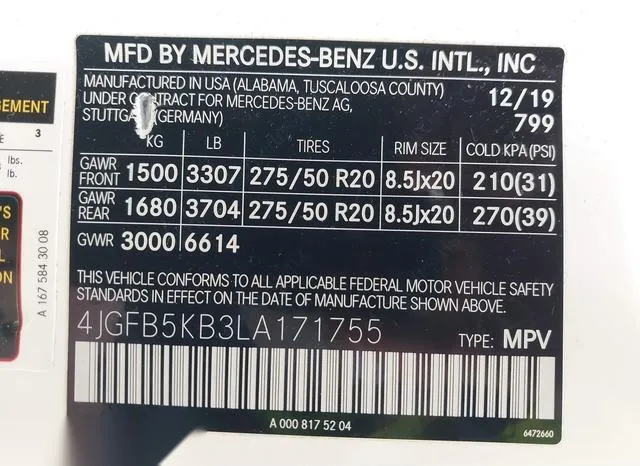 4JGFB5KB3LA171755 2020 2020 Mercedes-Benz GLE 450- 4Matic 9