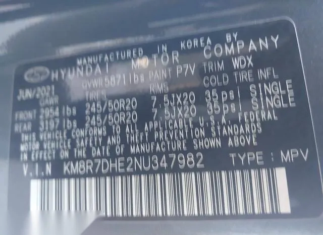 KM8R7DHE2NU347982 2022 2022 Hyundai Palisade- Calligraphy 9