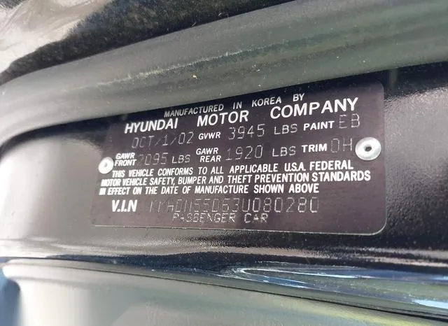 KMHDN55D63U080280 2003 2003 Hyundai Elantra- GT 9