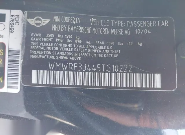 WMWRF33445TG10222 2005 2005 Mini Cooper 9
