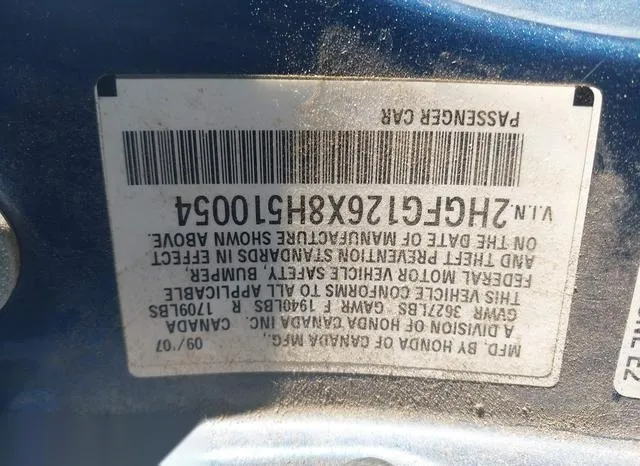 2HGFG126X8H510054 2008 2008 Honda Civic- LX 9