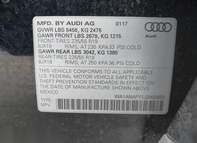 WA1ANAFY1J2003403 2018 2018 Audi Q5- 2-0T Premium/2-0T Tech 9