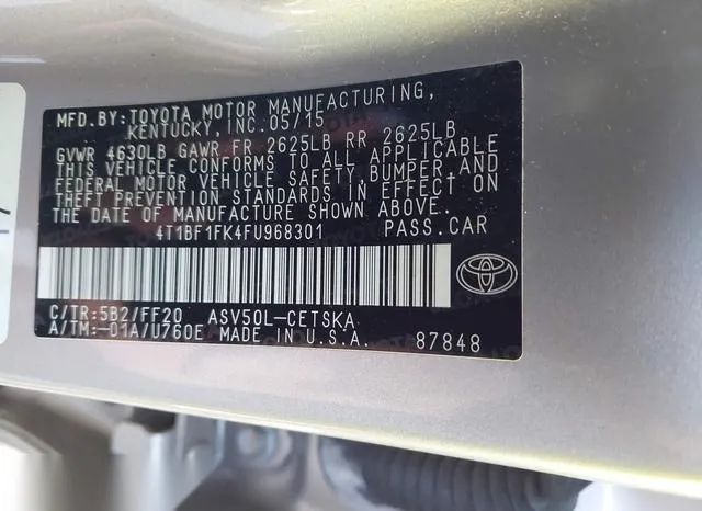 4T1BF1FK4FU968301 2015 2015 Toyota Camry- SE 9