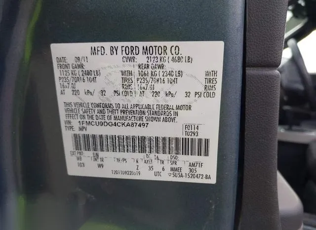 1FMCU9DG4CKA87497 2012 2012 Ford Escape- Xlt 9