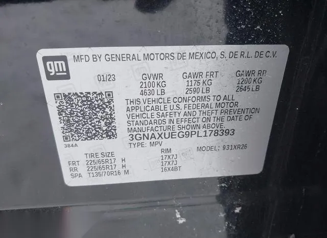 3GNAXUEG9PL178393 2023 2023 Chevrolet Equinox- Awd Lt 9