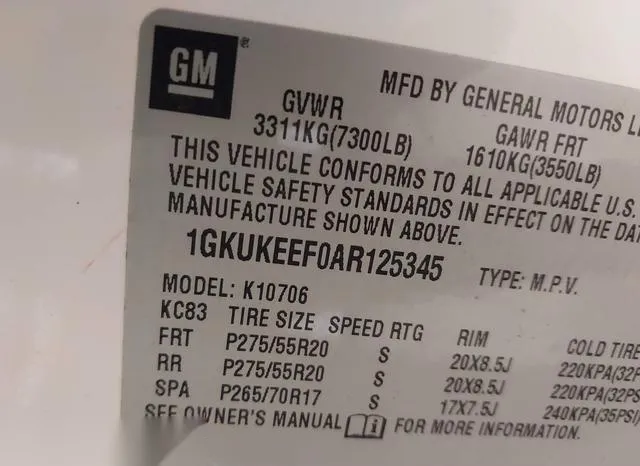 1GKUKEEF0AR125345 2010 2010 GMC Yukon- Denali 9