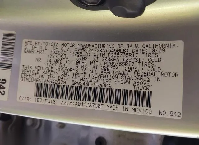 3TMLU4EN1AM042379 2010 2010 Toyota Tacoma- Base V6 9