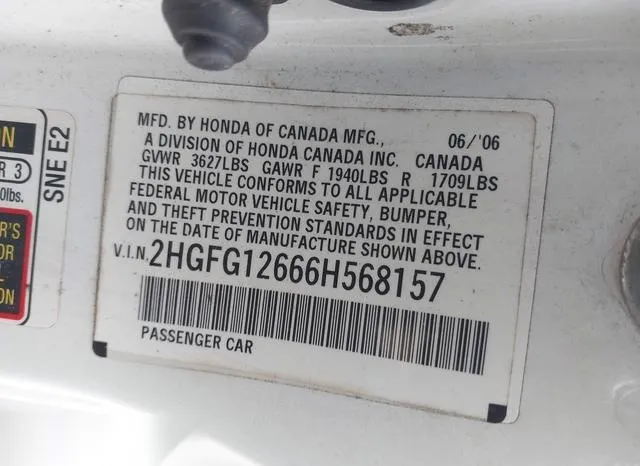 2HGFG12666H568157 2006 2006 Honda Civic- LX 9