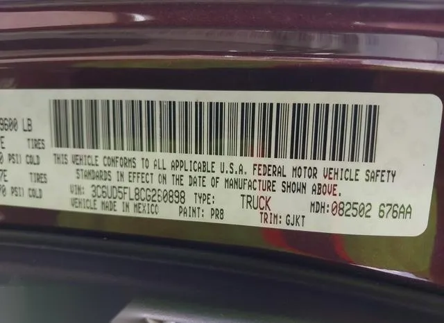 3C6UD5FL8CG260898 2012 2012 RAM 2500- Laramie 9