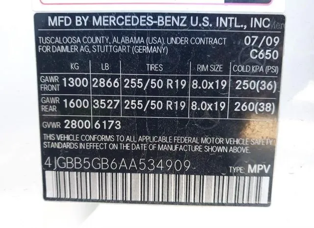 4JGBB5GB6AA534909 2010 2010 Mercedes-Benz M-Class- ML 350 9